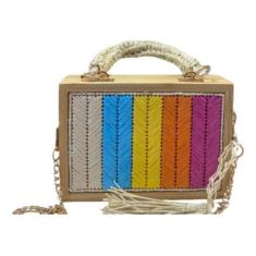 Imagem de Bolsa Feminina Elegante De Madeira Moda Verão Festas Praia - Alwy, Col