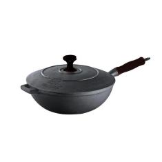 Imagem de Panela Wok Em Ferro Fundido Com  Cabo Silicone 