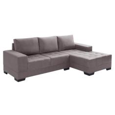 Imagem de Sofá 3 Lugares com Chaise Esquerdo Patricia Suede Aveludado Nude