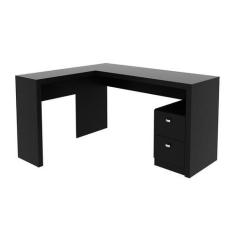 Imagem de Escrivaninha Escritório 2 Gavetas 135,8X74,5X113 Cm Preto - Tecnomobil