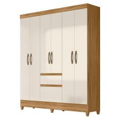 Imagem de Guarda Roupa Casal New Cuba 6 Portas e 2 Gavetas - Moval Freijó/Off White