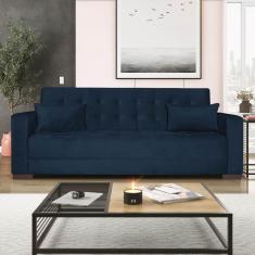 Imagem de Sofá Cama 3 Lugares Jobim Suede Azul Marinho