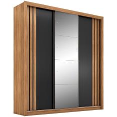 Imagem de Guarda Roupa Casal Espelho 3 Pt Correr 32220 Amendola Nude Preto Flex Demobile Amendola Nude Preto