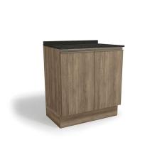 Imagem de Balcão De Cozinha Modulado Maxxi G744 2 Portas C/Tampo 80cm Nogal/Preto Brilho - Kappesberg