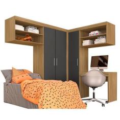 Imagem de Guarda Roupa Modulado Com Escrivaninha Luzia Bor/Gr - Móveis Arapongas