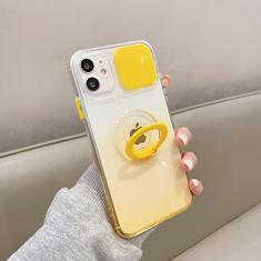 Imagem de Capa transparente com gradiente de proteção para câmera deslizante para iPhone 14 13 12 11 Pro Max XS X XR 8 7 Plus Suporte para anel Capa transparente, amarelo, para iPhone XS Max