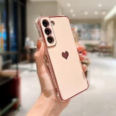 Imagem de Capa de telefone de luxo para Samsung Galaxy S22 Ultra S21 S20 FE A52 A53 S22 S21 Plus A13 5G A12 Love Heart Side Pattern, Rosa, para Samsung A33 5G