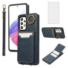 Imagem de Asuwish Capa de telefone para Samsung Galaxy A32 4G 6,4 polegadas com protetor de tela de vidro temperado capa carteira e suporte de anel fino suporte de cartão acessórios celulares A 32 32A S32 G4