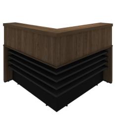 Imagem de Balcão De Atendimento Em L Tamburato A06 Marrom/Preto - Mpozenato