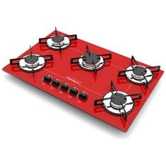 Imagem de Fogão Cooktop 5 Bocas Chamalux Ultra  Chama Premium Bivolt, Vermelho, 