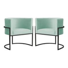 Imagem de Kit 02 Cadeiras Luna para Escritório Base de Metal Preto Veludo Escolh