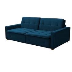 Imagem de Sofa Cama Casal Veludo Azul Lux Filadélfia REC ESTOFADOS