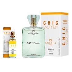 Imagem de Kit Perfume Feminino Chic Woman Amakha Paris 100ml e 15ml