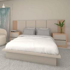 Imagem de Cama Casal 2 Mesas c/ 2 Gavetas e Cabeceira Sob Medida MDF - Casa Lar 