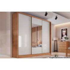 Imagem de Guarda Roupa Casal 3 Portas de Correr (1 c/ Espelho) e 6 Gavetas Arezzo/Medelim Cumaru/Fendi - Novo Horizonte