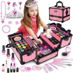 Imagem de Kit de maquiagem Hollyhi 62 unidades para meninas de 3 a 12 anos com e