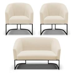 Imagem de Sof  Namoradeira E 2 Poltronas Base Industrial Preto Stella L