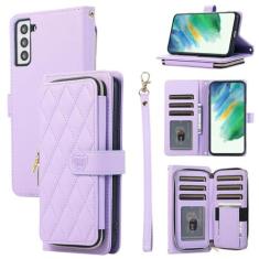 Imagem de Furiet Capa carteira para Samsung Galaxy S22 5G com alça de pulso destacável, 9+ compartimentos para cartões, bolsa com zíper, capa de celular de corpo inteiro de couro PU de luxo para S 22 22S 4G G5