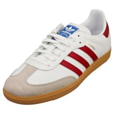 Imagem de adidas Originals Tênis de futebol masculino Samba, Branco nuvem/bordô/chiclete, 42