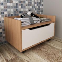 Imagem de Balcão Gabinete com 1 Gavetas Rodízio 60x37,7cm Amêndoa Branco