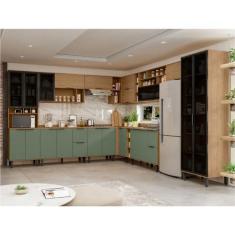Imagem de Cozinha Modulada Completa De Canto Lombardia Freijó/Jade - Mx