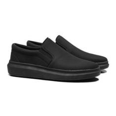 Imagem de Tênis Casual Masculino Slip On de Lona Liso Confortável Com Sola Alta Moderno e Prático-Masculino