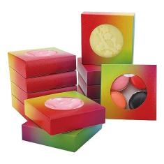 Imagem de Bssay 60 caixas pequenas de embalagem de sabonete, 10 x 10 x 3 cm, caixas de papel quadradas brancas, caixa de embrulho de presente com janela transparente redonda para biscoitos de padaria, bolos,