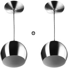 Imagem de Kit 2 Lustres Pendente Bola Pequena Alumínio 15Cm Escovado