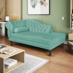 Imagem de Recamier Diana 160cm Lado Direito Suede Azul Tiffany - Adj Decor