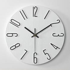 Imagem de Relógio de parede doméstico simples e moderno Fogude 25,4 cm silencioso sem tique-taque decorativo alimentado por bateria adequado para cozinha, banheiro, sala de aula, quarto, sala de estar (branco/preto)