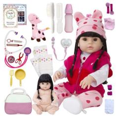 Imagem de Boneca Reborn Menina Girafinha 100% Silicone Com 25 Itens - Cegonha Re