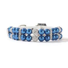 Imagem de Coleiras para cães pequenas, colar de pérolas, fofo, moderno, couro PU, cristal, strass diamante, alça ajustável para pescoço para animais de estimação, joia de casamento, festa de aniversário,