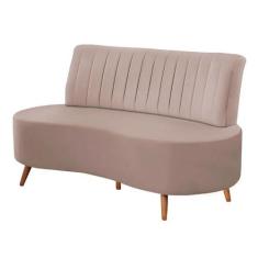 Imagem de Sofá Living Katara 1,60M 2 Lugares Pés Madeira Mel Veludo Rosê G33 - Gran Belo