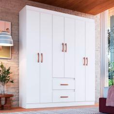 Imagem de Guarda-Roupa Solteiro Texas 6 Portas 2 Gavetas Branco - Doripel