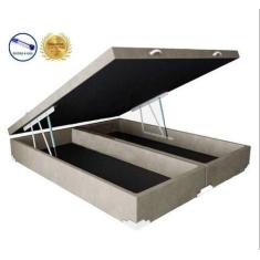 Imagem de Cama Box Baú King Bipartido Acolchoes Suede Bege 41X193x203