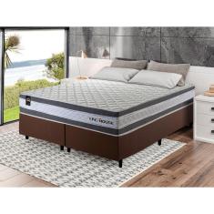 Imagem de Conjunto Cama Box c/ Molas Ensacadas Alpine Cinza King 193x203x65
