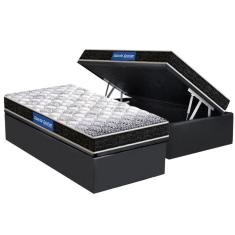 Imagem de Cama Box Baú Solteiro: Colchão Espuma Probel D23 Guarda Costas Super Resistente + Base CRC Suede Gray(88x188)