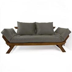 Imagem de Sofá Japão Futon Cinza Em Madeira Maciça Cor Imbuia