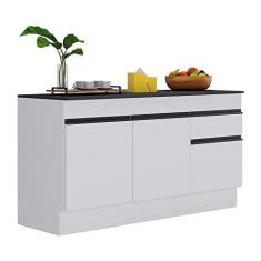 Imagem de Balcão Cozinha c/Rodapé Gabinete Pia 150cm 3 Ptas 1 Gav Veneza Multimóveis Mp2107.964 Branco/preto