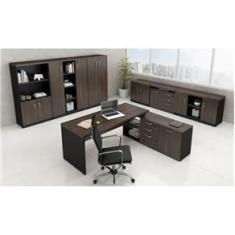 Imagem de Mesa Escritório Presidente em L Web40 1,90 X 1,60 40mm com Armário 1 Porta, 3 Gavetas, 2 Nichos - MARSALA / 