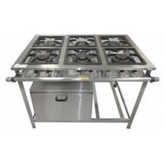 Imagem de Fogao Industrial 6 Bocas 30X30 Aço Inox Com Forno - Cristalaço