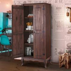 Imagem de Armário de Cozinha Rústico Madeira Maciça 02 Portas Marrom Shop JM