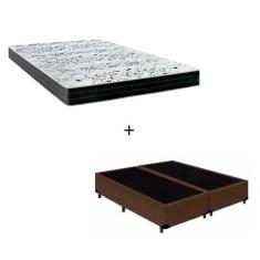 Imagem de Cama Box Queen - Tecido Sintético Marrom com Colchão Extra Firme D28 - Suporta 80Kg