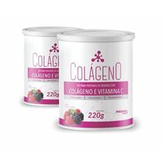 Imagem de Kit Com 2 Colágeno hidrolisado + Vitamina C Promel 220g - Sabor Frutas Vermelhas