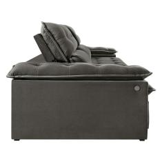 Imagem de Sofá 5 Lugares Retrátil e Reclinável Jobi com USB Veludo Cinza 297 cm