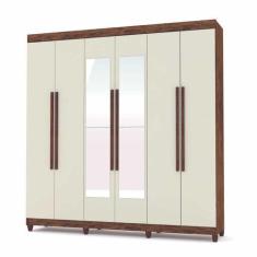 Imagem de Guarda Roupa Casal 6 Portas Com Espelho Elegance 1003791 Imbuia Champa