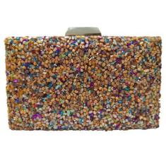 Imagem de Bolsa Feminina De Festa Clutch Quadrada Pedras Elegante - Lika Bijuter