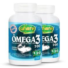 Imagem de Kit 2 Ômega 3 Óleo De Peixe 700Mg 120 Cápsulas Unilife