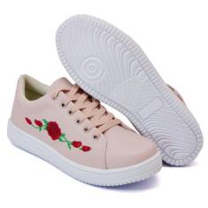 Imagem de Tênis Casual Feminino Confortavel Bordado Em Flores - Dk Shoes