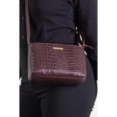 Imagem de Bolsa pequena transversal de couro croco Iris-Feminino